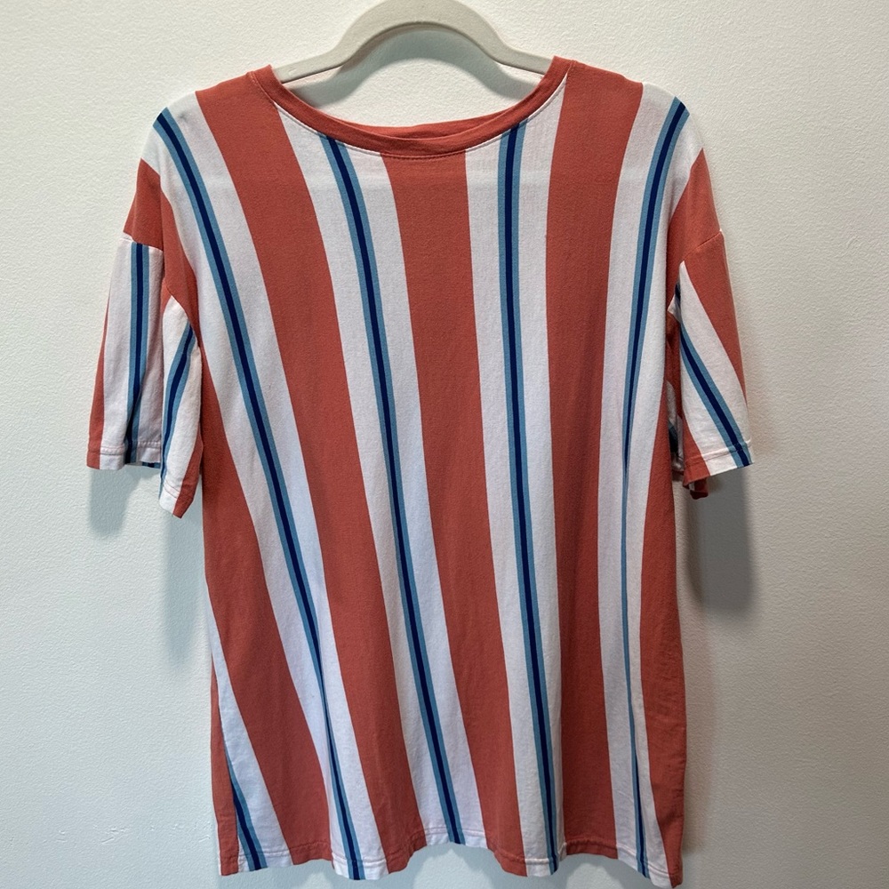Super Massive Blush Yarn Stripe Short Sleeve Cotton Shirt Men’s size M